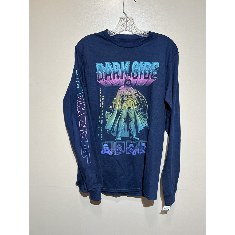 Starwars Dark Side Blue Colorful Long Sleeve Tshirt Size Small NWT